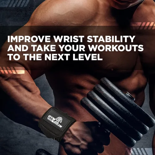 Vista 4 de Muñequeras – Envolturas de soporte premium de 18 pulgadas con lazo para el pulgar para levantamiento de pesas, culturismo y crossfit (1 par)