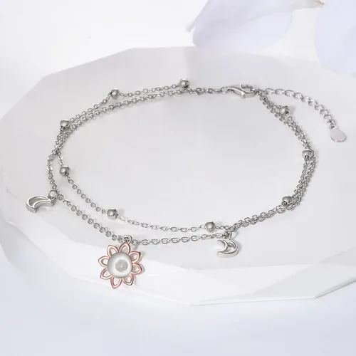 Vista 111 de CHIC & ARTSY Tobilleras delicadas de plata de ley S925 para verano, pulsera de tobillo ajustable multicapa para playa, joyería de pie para mujer