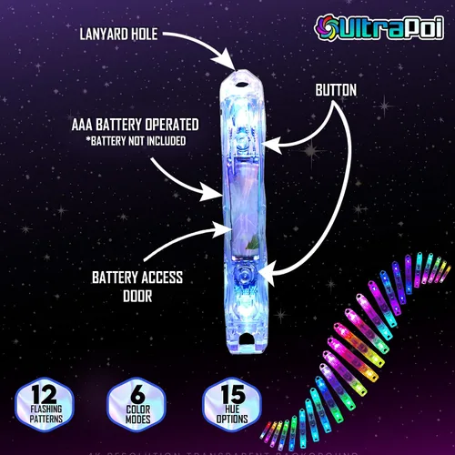 Vista 3 de UltraPoi Barra luminosa LED ultraligera (individual) - Rainbow LED para Poi Raves y conciertos