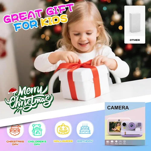 Vista 9 de Cámara de impresión instantánea para niños, regalos de cumpleaños de Navidad para niñas y niños de 3 a 15 años, cámara de video digital portátil