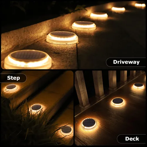 Vista 2 de WILLED Luces solares para escalones – Luces solares para terraza al aire libre IP65 impermeables, paquete de 4 – blanco cálido, alimentado por