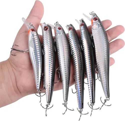 Vista 4 de Kit de señuelo de pesca de surf Sriper Señuelo de agua salada Minnow Señuelos Jertbait Topwater Popper Plugs Buceo Cebos Duros Costa Rica Ocen Pesca