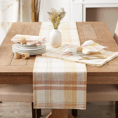 Vista 6 de DII Veranda Plaid Collection - Juego de manteles individuales decorativos de algodón para uso diario, 13 x 19 pulgadas, 4