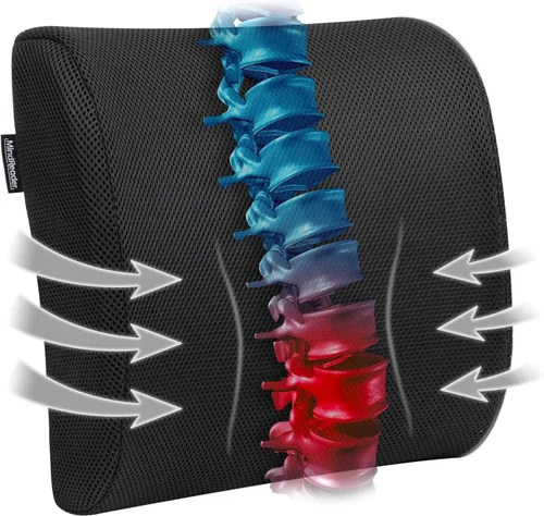 Vista 9 de Mind Reader Cojín de apoyo lumbar para silla de oficina y asiento de automóvil, espuma viscoelástica y núcleo de gel refrescante, tecnología