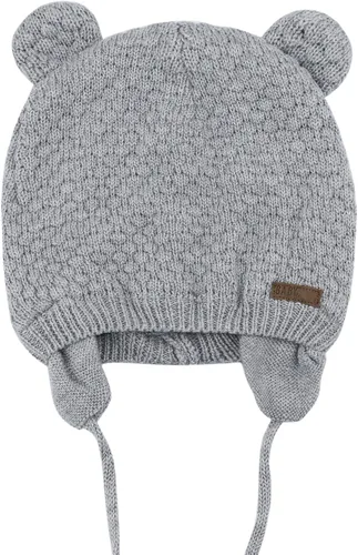 Vista 2 de Bestjybt Gorro de bebé, lindo oso con orejeras y forro polar, gorro cálido para otoño e invierno