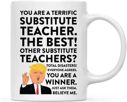 Vista 21 de Andaz Press Round 11 oz taza de té de cerámica para café divertido presidente Donald Trump regalo de Navidad, You are a Terrific Aquatic Biologist