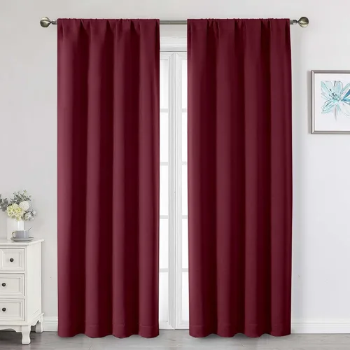 Vista 72 de Cortinas opacas para dormitorio, sala de estar, juego de 2 paneles de 54 pulgadas de largo, cortinas de oscurecimiento de habitación con aislamiento
