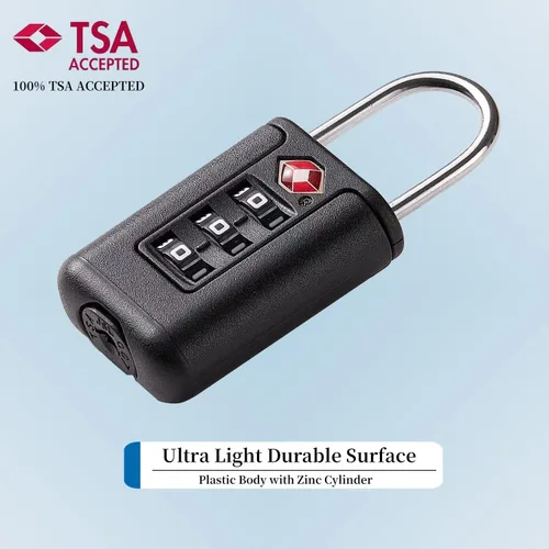 Vista 5 de Cerraduras de equipaje aprobadas por la TSA - Cerraduras combinadas con código (negro)