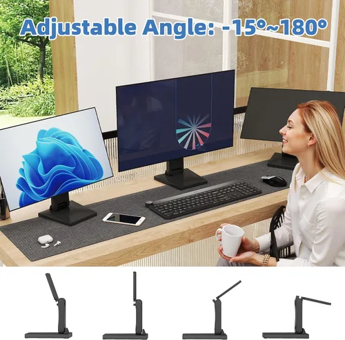 Vista 4 de Soporte de monitor plegable de metal ajustable para pantalla táctil Soporte de escritorio con orificio VESA 2.953x2.953 in y 3.937x3.937 in Todo