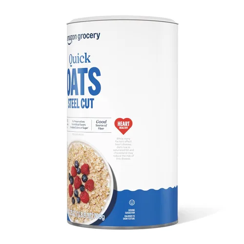 Vista 4 de Amazon Grocery, avena cortada rápida, 25 onzas (anteriormente Happy Belly, el empaque puede variar)