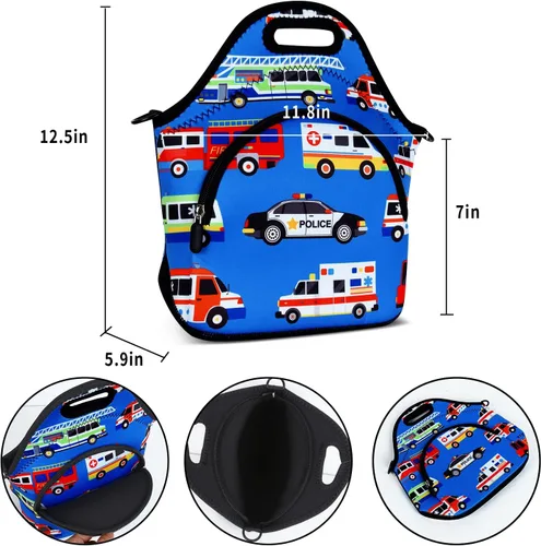 Vista 3 de Violet Mist Bolsas de almuerzo de neopreno con correa para el hombro, bolsas de almuerzo aisladas, lonchera térmica, reutilizable, bolsa bento