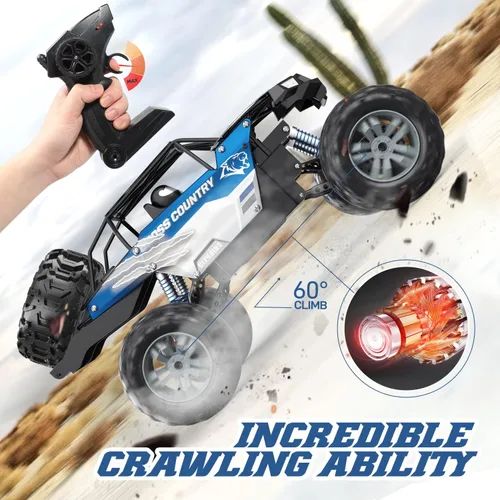 Vista 8 de DEERC Camioneta monstruo grande a escala 1:8 para adultos y niños, automóvil con control remoto mejorado con sonido realista, juguete RC todo