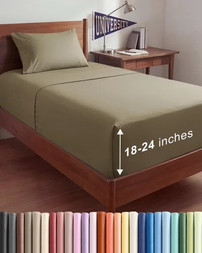 Vista 97 de Sábanas individuales de bolsillo extra profundo, sábanas transpirables y refrescantes de 3 piezas, juego de sábanas de lujo para hotel, suaves, sin