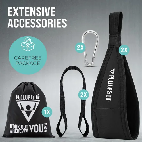 Vista 5 de PULLUP & DIP Correas abdominales, eslingas abdominales prémium para entrenamiento abdominal, correas acolchadas de entrenamiento para abdominales