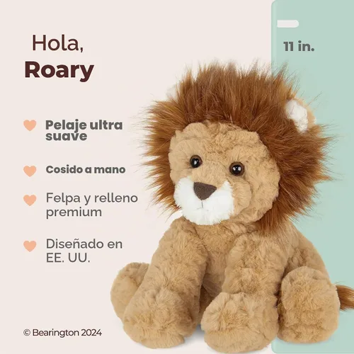 Vista 2 de Bearington Collection Roary - León de peluche de 11 pulgadas, peluche suave Roary the Lion 11