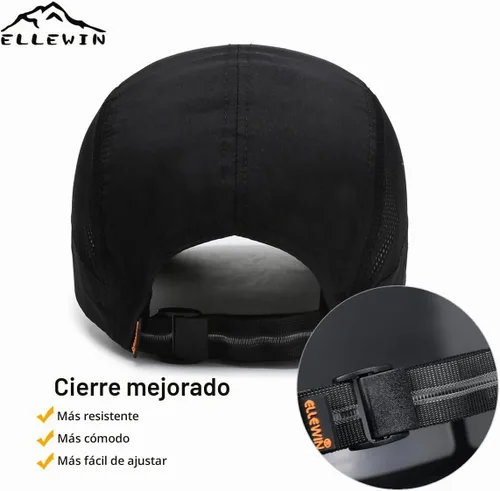 Vista 5 de Gorra de béisbol unisex UPF 50 sin estructura con visera larga y grande plegable Negro L