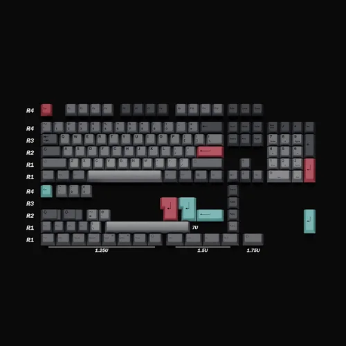 Vista 4 de HK Gaming - Teclas de sublimación Perfil Cherry Teclas gruesas de polibutileno para teclado mecánico