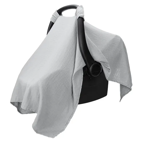 Vista 7 de Comfy Cubs Funda para Asiento de Coche de Bebé - Mezcla Suave y Transpirable de Rayón de Bambú y Algodón Muselina - Toldo Ligero para Protección