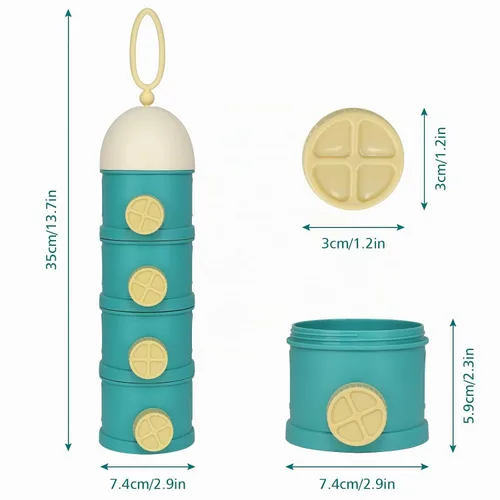 Vista 8 de Dispensador de fórmula Accmor para llevar, contenedor apilable de 4 capas para llevar, contenedor portátil antiderrame de leche en polvo