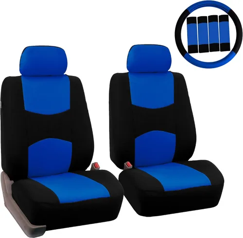 Vista 13 de Fundas de asientos para auto de tela lisa y almohadillas para cinturón y volante, diseño universal FH-FB050102 y FH2033, Beige1