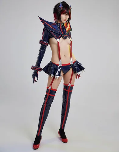 Vista 2 de Miccostumes Disfraz de cosplay con alas y medias para mujer
