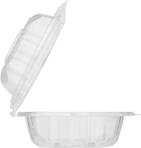 Vista 6 de Contenedores de Comida para Llevar Karat Clamshell [6"x6" - 300 unidades] Duraderos, Aptos para Microondas, Apilables, Resistentes a Roturas, Cajas