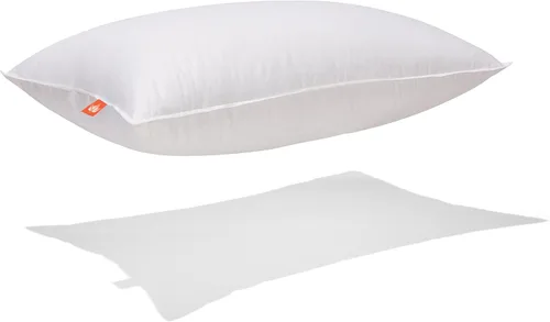 Vista 3 de Canadian Down & Feather Co. – 1 paquete de tamaño estándar, almohada de plumón blanco de 625 poder de relleno, tamaño mediano - funda de 500 hilos