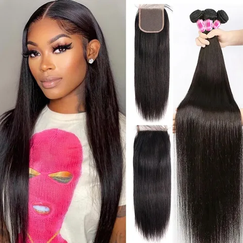 Vista 22 de Paquetes Bob Liso 3 Paquetes de Cabello Humano Corto 10, 10 y 10 Pulgadas, 100% Cabello Crudo Sin Procesar, Tejido Rápido, Color Negro Natural