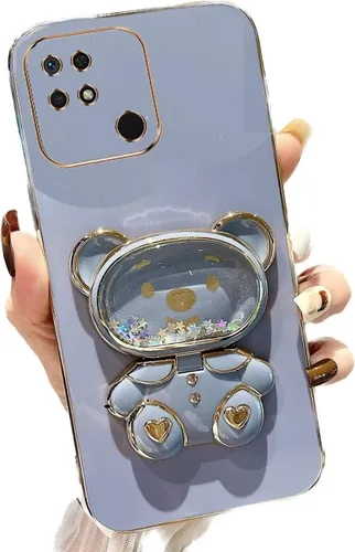Vista 27 de Miagon Bear - Funda con soporte para espejo para Xiaomi Redmi A1, Quicksand Glitter Electroplated Soft TPU Protector Slim a prueba de golpes