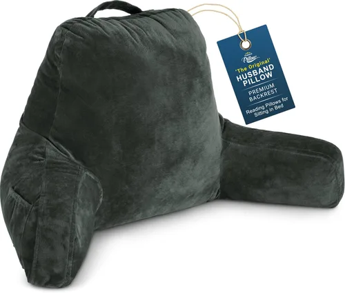 Vista 41 de Almohada Husband Mediana Negra, Respaldo para Niños, Adolescentes, Adultos Pequeños – Almohada de Lectura con Brazos, Altura Ajustable, Espuma