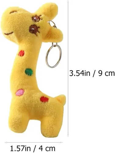Vista 2 de Toyvian Mini llaveros de jirafa de animales de peluche, dijes de animales para bolsas, llaves, decoración colgante, color al azar