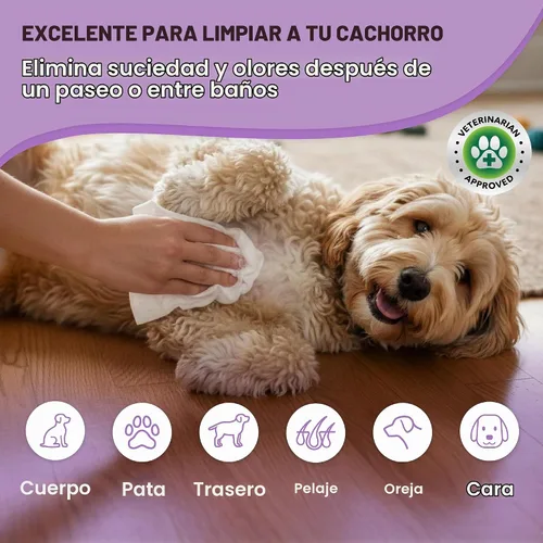 Vista 3 de Toallitas para perros, desodorizantes y limpieza, aroma a lavanda