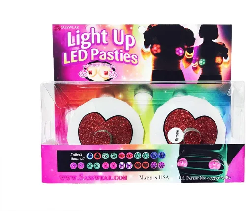Vista 6 de Sasswear - Cubiertas para pezón con luz LED diseño de corazones rojos
