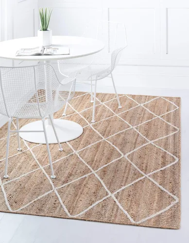 Vista 16 de Unique Loom Alfombra trenzada de la colección de yute – enrejado (2 pies 2 pulgadas x 6 pies 1 pulgada, gris/marfil)