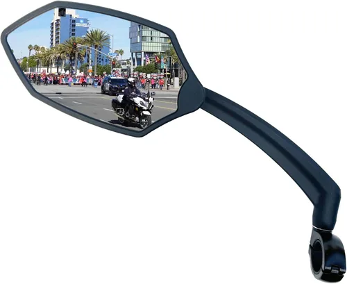 Vista 6 de Hafny Nuevo espejo para manubrio de bicicleta, lente de vidrio HD, espejo retrovisor ajustable y giratorio para bicicleta, resistente a explosiones