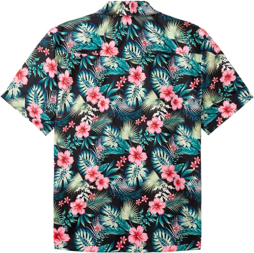 Vista 5 de FastRockee Men's Short Sleeve Hawaiian Shirt Cotton Beach Tropical Shirts