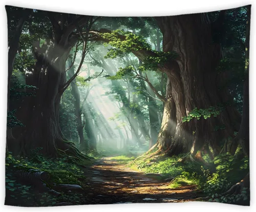 Vista 4 de Tapiz para estantería de gato, biblioteca mágica de fantasía, plantas florales bohemias, hippie para colgar en la pared, decoración artística