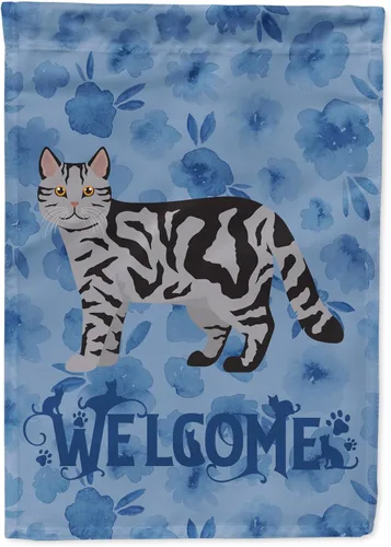 Vista 13 de Caroline's Treasures CK4813CHF - Bandera de bienvenida con gato abisinio azul, manga grande, para porche, para colgar en la pared, poliéster