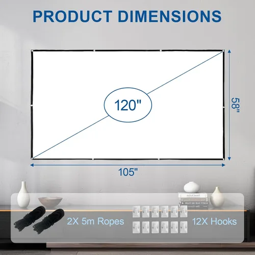 Vista 4 de LIHONG Pantalla de proyector 4K, 16:9 HD plegable, portátil, de doble cara, pantallas de proyección antiarrugas