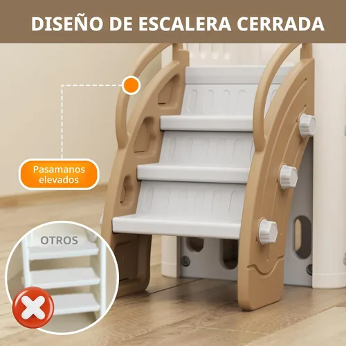 Vista 5 de KORIMEFA - Juego de tobogán 9 en 1 para niños pequeños de 1 a 3 años Marrón
