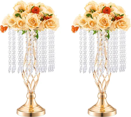 Vista 13 de VEVOR Centro de Mesa de Boda de Metal Dorado, Candelabro, 20 Piezas 58cm/22.83