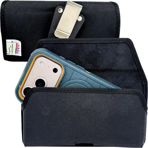 Vista 11 de Turtleback Soporte para cinturón para iPhone 17 Pro y 17Air, pequeño se adapta con fundas delgadas MagSafe o TechWave, funda horizontal de cuero