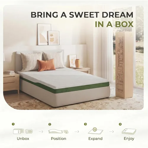 Vista 8 de Colchón Tamaño Twin, Colchón de Espuma Viscoelástica con Gel de 6 Pulgadas para Noches de Sueño Fresco y Alivio de Presión, Colchón de Firmeza Media