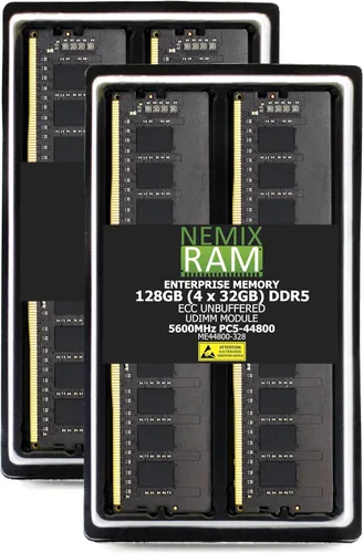 Vista 6 de Memoria NEMIX RAM UDIMM UDIMM sin búfer de 32 GB 1X32GB DDR5 5600 MHZ PC5-44800 2Rx8 1.1V CL46 288-PIN ECC sin búfer