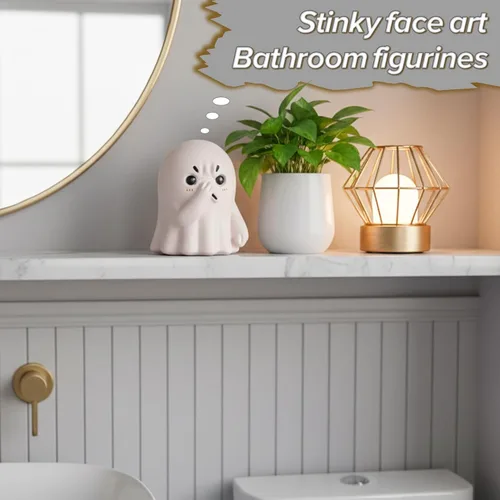 Vista 8 de orenm Figuras de fantasmas de nariz que sostiene la nariz, bonita decoración de Halloween, figuras de fantasmas de resina para interiores, divertida