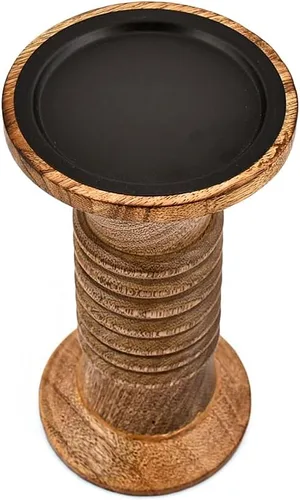 Vista 4 de Nirman Juego de 3 portavelas de madera de mango para centros de mesa para bodas, Navidad, fiestas, hogar, spa, reiki, aromaterapia