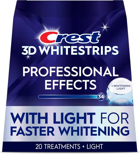 Vista 11 de Crest 3D Whitestrips Efectos Profesionales + Luz LED – Kit de blanqueamiento de dientes, 1 luz + 20 tratamientos, cada uno con 1 superior/1