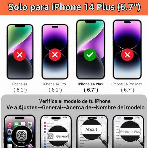 Vista 2 de iCoverCase Funda compatible con iPhone 14 Plus con tarjetero para mujer, bloqueo RFID en relieve, piel sintética con correa de muñeca de 6.7 H-Negro