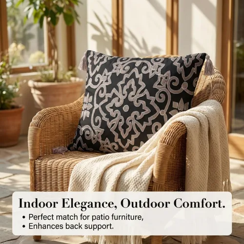 Vista 3 de Decozen Funda de almohada bordada para decoración del hogar para sala de estar, dormitorio, automóvil, oficina, estudio, fundas de almohada