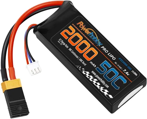 Vista 4 de Powerhobby 2s 7.4v 2000mah 50c Lipo Batería w XT60 Plug + Adaptador (2) Compatible con: Traxxas 1/16 E-Revo Slash Rally Summit